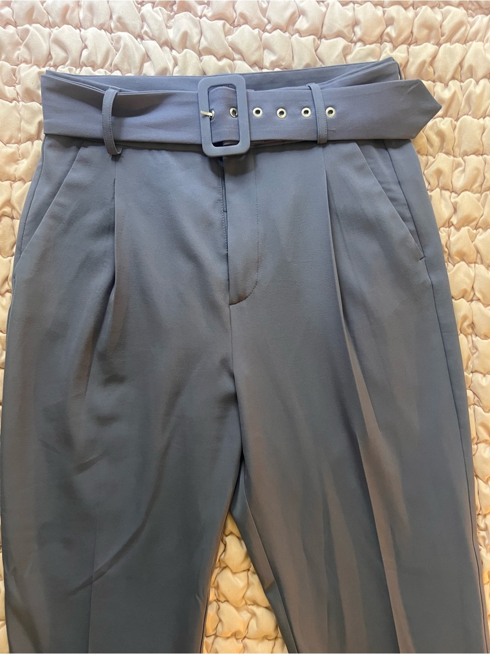 Jason Wu High-Waist Pleated Cropped Pants in Slate Blue